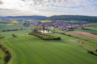 Hofsee from the east in the district Geusfeld in Rauhenebrach in the state Bavaria, Germany