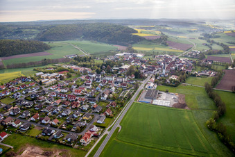 Town View of the streets and houses of the residential areas in the district Untersteinbach in Rauhenebrach in the state Bavaria, Germany