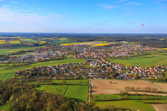 View of the Rauhe Ebrach from the north in Burgebrach in the state Bavaria, Germany