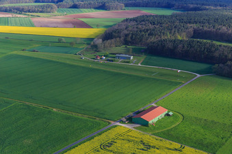 Aerial view of UL airfield Burgebrach in the district Grasmannsdorf in Burgebrach in the state Bavaria, Germany