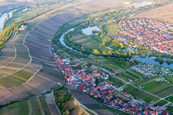 Fields of wine cultivation landscape in Nordheim am Main in the state Bavaria, Germany