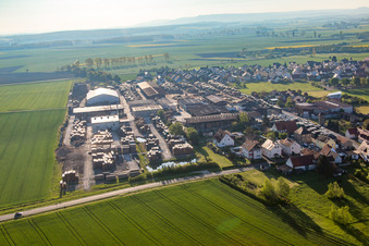 Aerial view of Commercial area in the district Unterspiesheim in Kolitzheim in the state Bavaria, Germany
