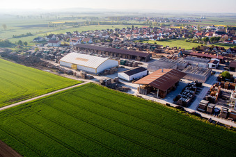 Building and production halls on the premises of Holzwerke GLEITSMANN GmbH in the district Unterspiesheim in Kolitzheim in the state Bavaria, Germany