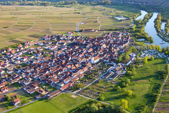 Oblique view of Nordheim am Main in the state Bavaria, Germany