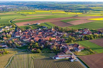 Aerial view of District Neuses am Berg in Dettelbach in the state Bavaria, Germany