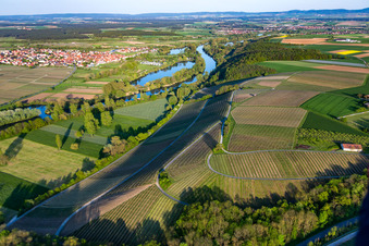 Aerial photograpy of District Neuses am Berg in Dettelbach in the state Bavaria, Germany