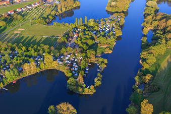 Camping Katzenkopf on the banks of the Main in Sommerach in the state Bavaria, Germany