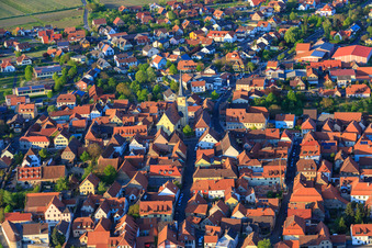 Church square with St. Eucharius in Sommerach in the state Bavaria, Germany