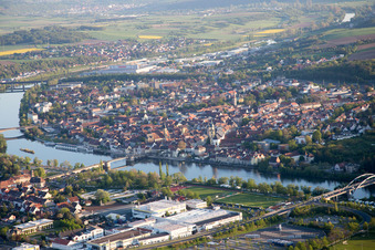 Aerial view of Kitzingen in the state Bavaria, Germany