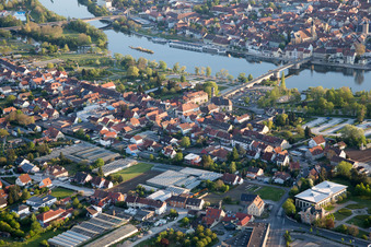 Kitzingen in the state Bavaria, Germany from above