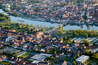 River - bridge construction ueber den Main in the district Etwashausen in Kitzingen in the state Bavaria, Germany