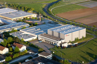 Aerial view of Etwashausen, industrial area in Kitzingen in the state Bavaria, Germany