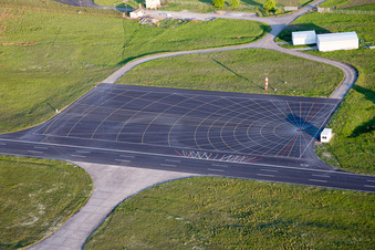 Runway with tarmac terrain of airfield LSC in the district Etwashausen in Kitzingen in the state Bavaria, Germany