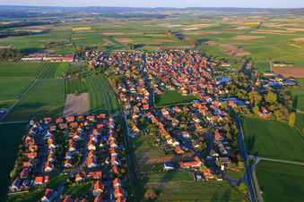 Aerial view of Village view from the west in Großlangheim in the state Bavaria, Germany
