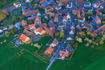 Village center from the west in the district Brünnau in Prichsenstadt in the state Bavaria, Germany