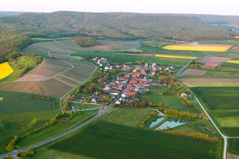 Aerial view of District Wiebelsberg in Oberschwarzach in the state Bavaria, Germany
