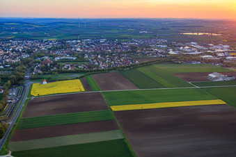 View of the town at sunset from the southeast in Gerolzhofen in the state Bavaria, Germany