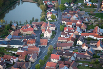 Aerial photograpy of District Mönchstockheim in Sulzheim in the state Bavaria, Germany