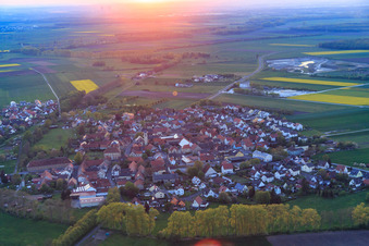 Village view from the east at sunset in Sulzheim in the state Bavaria, Germany