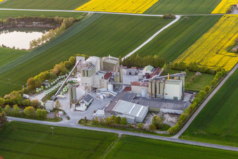 Aerial view of Mixed concrete and building materials factory in Sulzheim in the state Bavaria, Germany