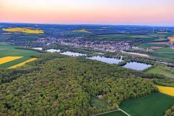 Four ponds on the banks of the Main in Schonungen in the state Bavaria, Germany