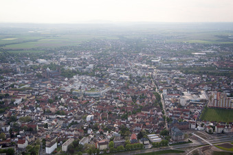 Worms in the state Rhineland-Palatinate, Germany seen from above