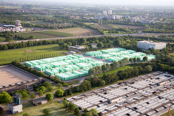 BASF wastewater treatment plant in the district Mörsch in Frankenthal in the state Rhineland-Palatinate, Germany out of the air