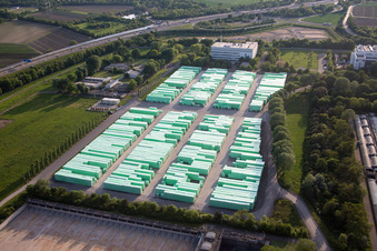 Stirodur storage on the premises of the chemical manufacturers BASF in Frankenthal (Pfalz) in the state Rhineland-Palatinate, Germany