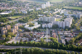 Aerial view of District Pfingstweide in Ludwigshafen am Rhein in the state Rhineland-Palatinate, Germany