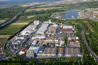 Oblique view of District Pfingstweide in Ludwigshafen am Rhein in the state Rhineland-Palatinate, Germany