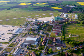 Locked runway at the former airfield Coleman of US Air force in the district Sandhofen in Mannheim in the state Baden-Wurttemberg, Germany