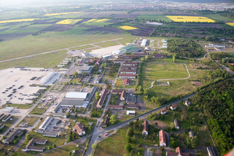 Aerial view of Coleman Airfield in the district Sandhofen in Mannheim in the state Baden-Wuerttemberg, Germany