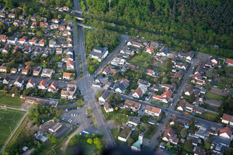 Aerial view of District Sandhofen in Mannheim in the state Baden-Wuerttemberg, Germany