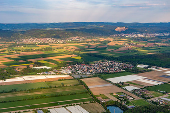 Aerial view of District Hüttenfeld in Lampertheim in the state Hesse, Germany