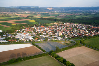 Oblique view of District Hüttenfeld in Lampertheim in the state Hesse, Germany