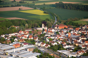 District Hüttenfeld in Lampertheim in the state Hesse, Germany from above