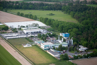 Aerial view of Süpro GmbH in the district Hüttenfeld in Lampertheim in the state Hesse, Germany