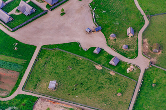 Oblique view of Lauresham Open-Air Laboratory in Lorsch in the state Hesse, Germany