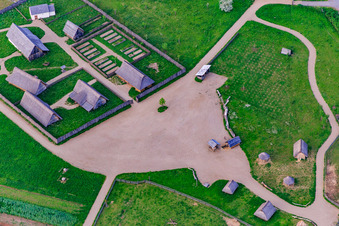 Lauresham Open-Air Laboratory in Lorsch in the state Hesse, Germany from above