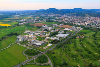 Albert-Einstein-Allee industrial area with AVL Zöllner GmbH and SUZUKI DEUTSCHLAND GMBH in Bensheim in the state Hesse, Germany