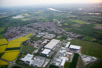 Industrial estate and company settlement in Gross-Rohrheim in the state Hesse, Germany