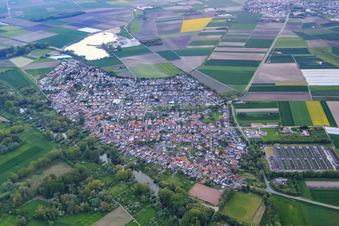 View of the town from the northeast in Hamm am Rhein in the state Rhineland-Palatinate, Germany