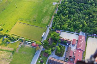 Aerial photograpy of Jägerhof Event Center in Biblis in the state Hesse, Germany