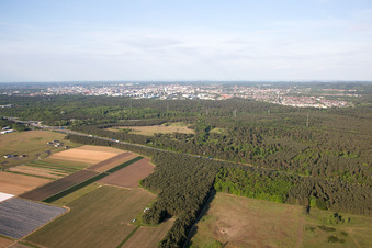 Aerial view of Griesheim, August Euler Airport in the district August-Euler-Fluplatz in Darmstadt in the state Hesse, Germany