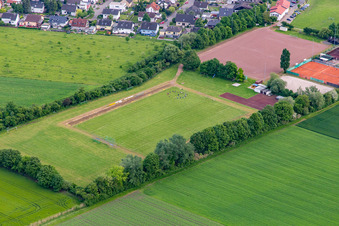Football field in the district Leeheim in Riedstadt in the state Hesse, Germany