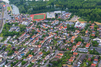 Aerial view of In the Kläuerchen and Gymnasium at St. Katharinen Oppenheim in Oppenheim in the state Rhineland-Palatinate, Germany
