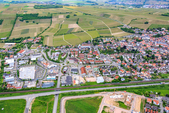 Sant' Ambrogio-Ring commercial area with EDEKA Kissel SBK Oppenheim in Oppenheim in the state Rhineland-Palatinate, Germany