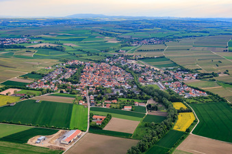 View of the town from the northeast in Bechtolsheim in the state Rhineland-Palatinate, Germany