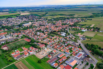 View from the north in Westhofen in the state Rhineland-Palatinate, Germany from above