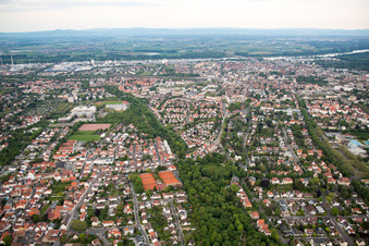 Aerial view of District Hochheim in Worms in the state Rhineland-Palatinate, Germany